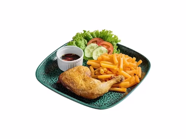 #F4: Crispy Chicken Leg & Tomato Macaroni